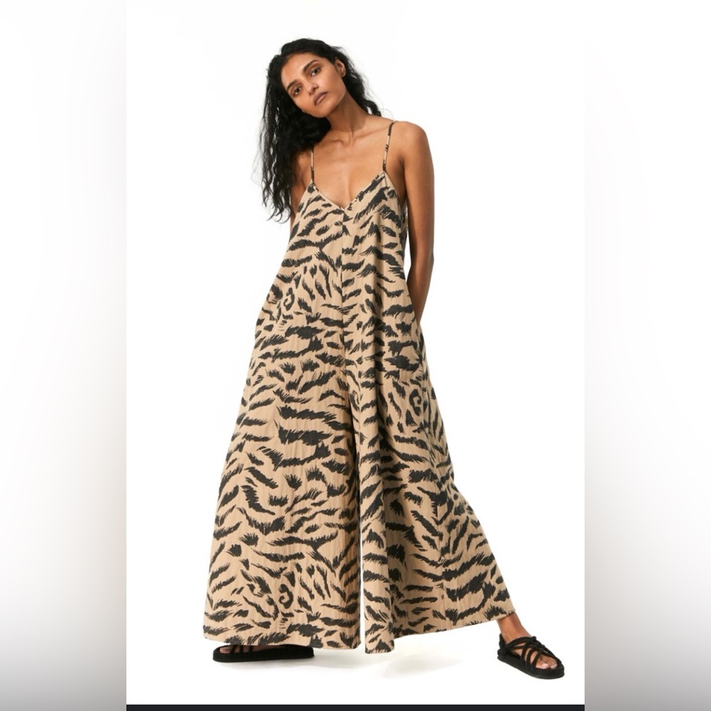 Mara Hoffman Carly animal print Tan and Black Patterned Jumpsuit